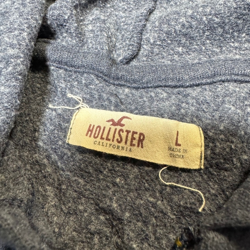 Hollister Zip Up Hoodie Y2k Style Women Large Navy Blue Full Soft Zip Sweatshirt - Picture 2 of 6